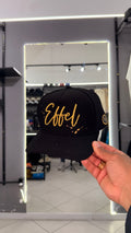 Boné Effel Nobuck Preto/Dourado