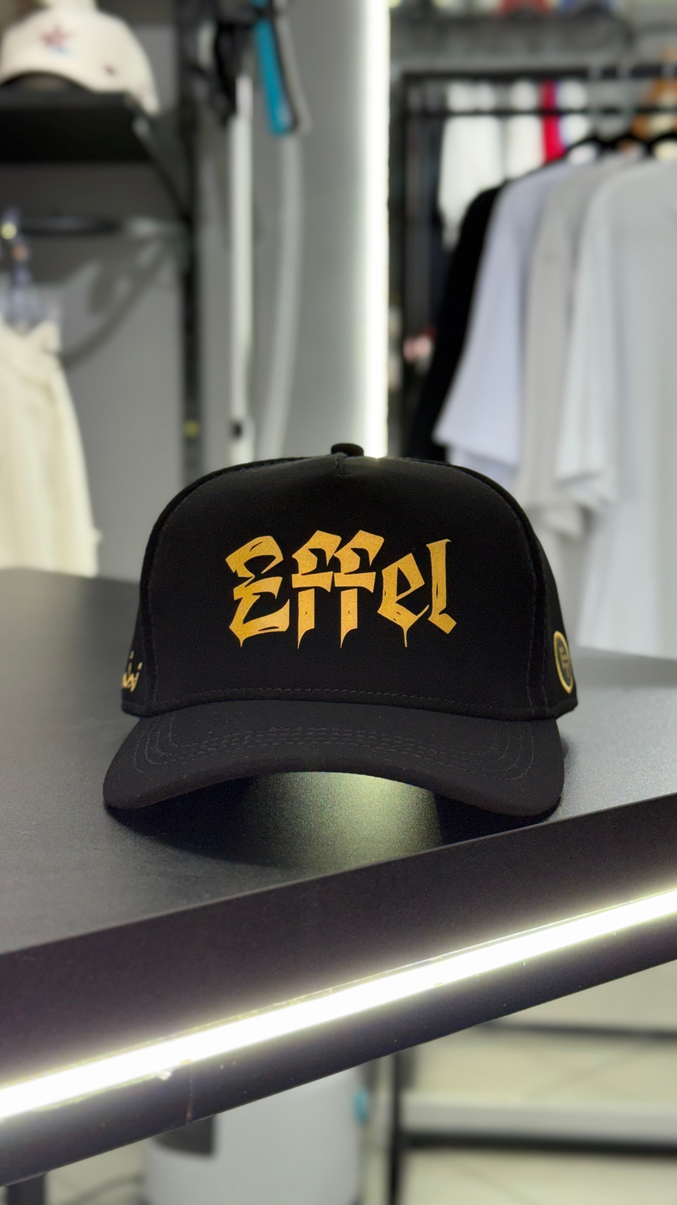 Boné Effel Nobuck Preto•Amarelo