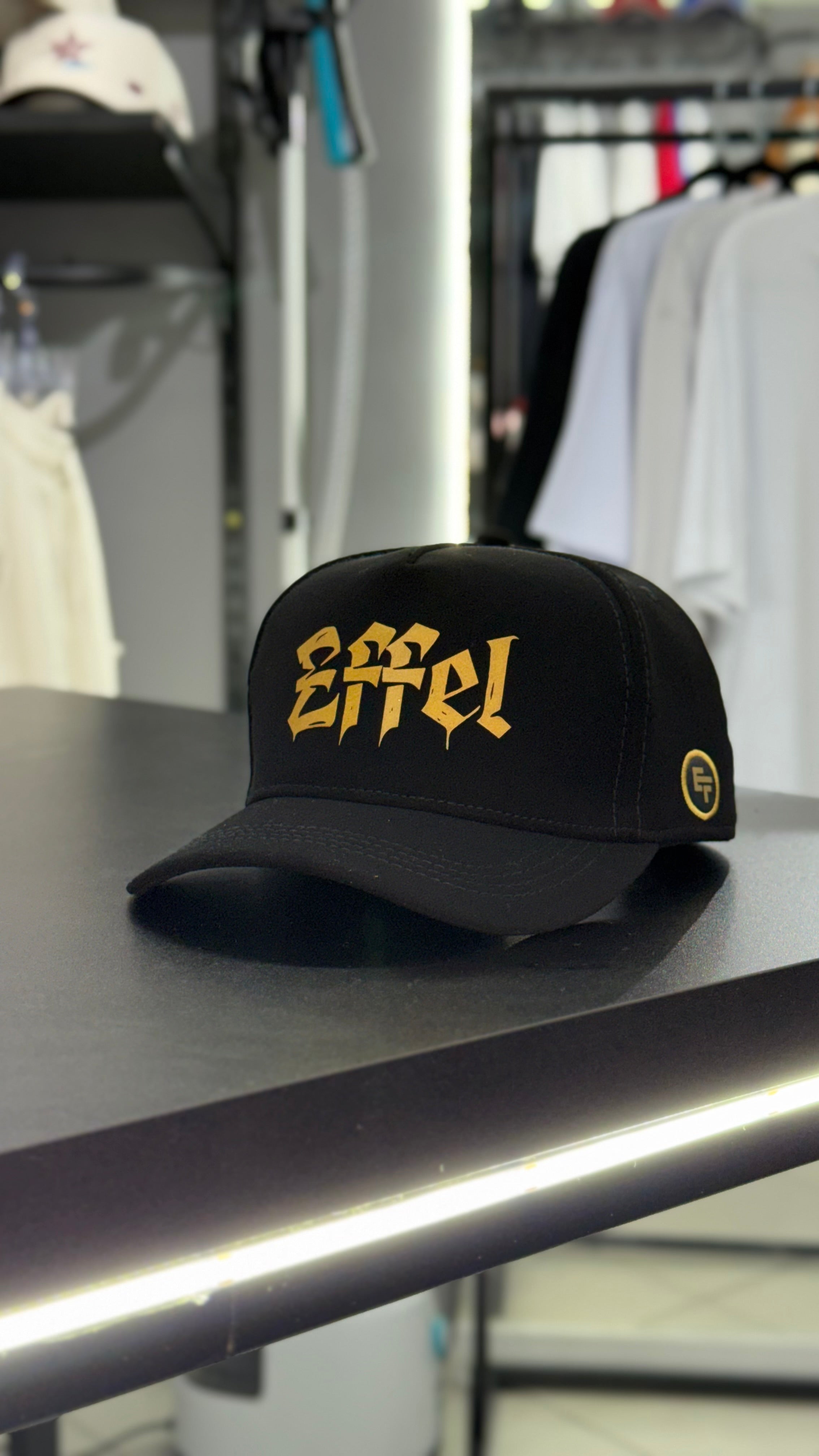Boné Effel Nobuck Preto•Amarelo