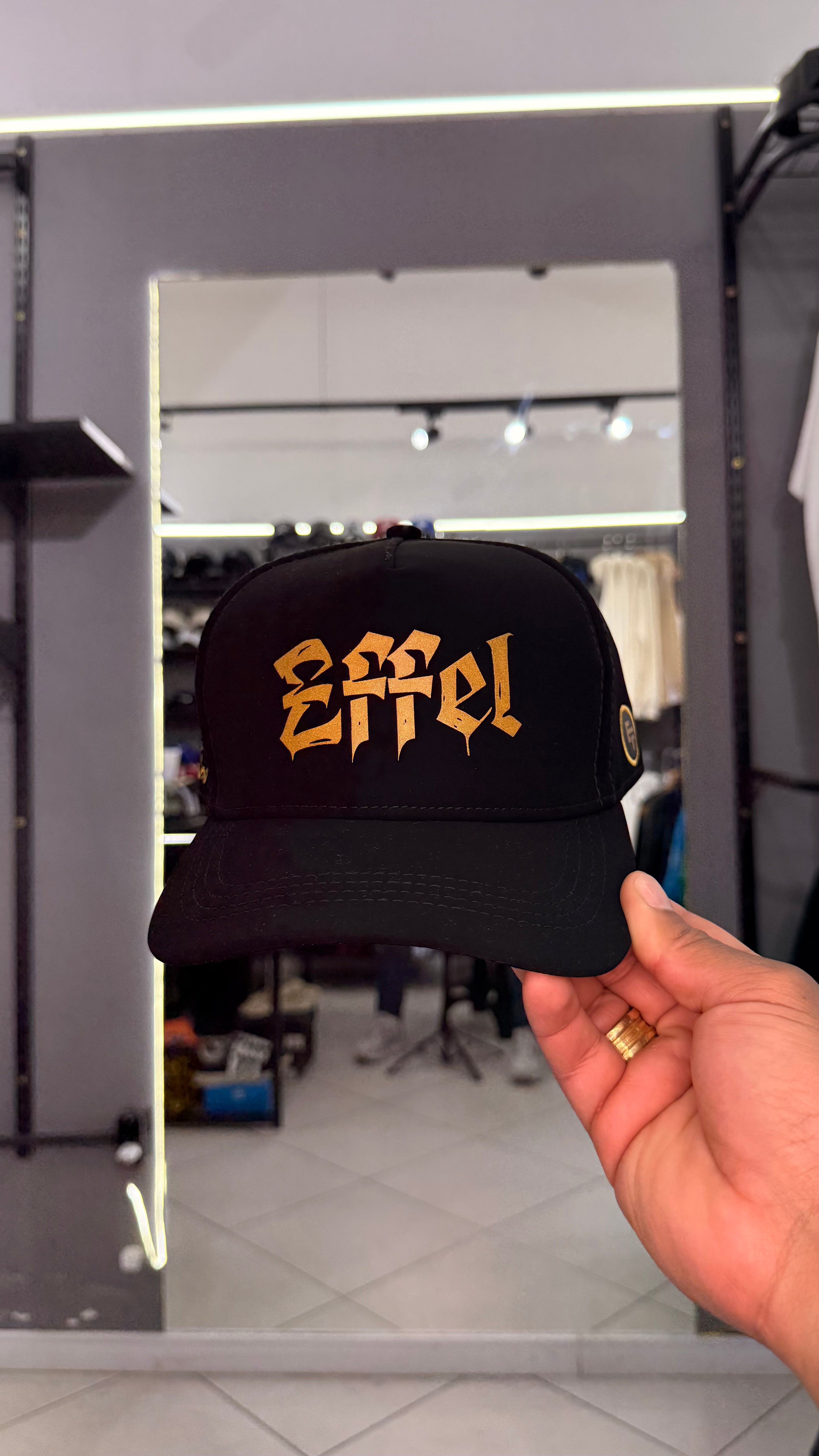 Boné Effel Nobuck Preto•Amarelo